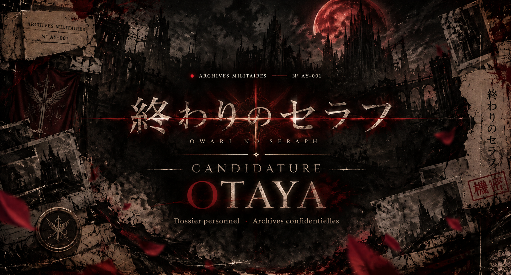 Couverture illustrée du dossier militaire Ayato, archives confidentielles d’Owari no Seraph